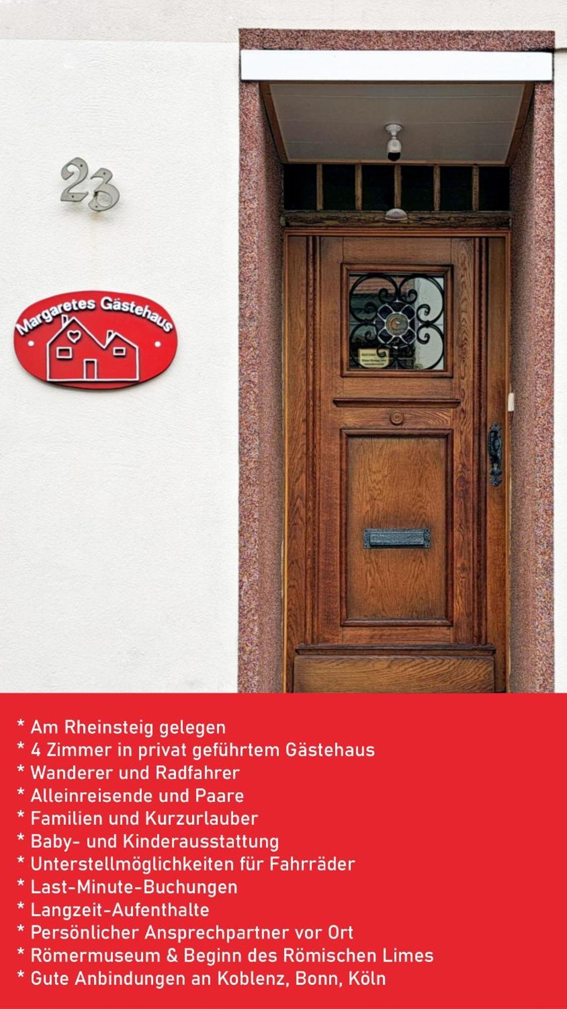Margaretes Gaestehaus Am Rheinsteig Wanderer Radfahrer Familien Business-Reisende Wlan Gratis Rheinbrohl Esterno foto